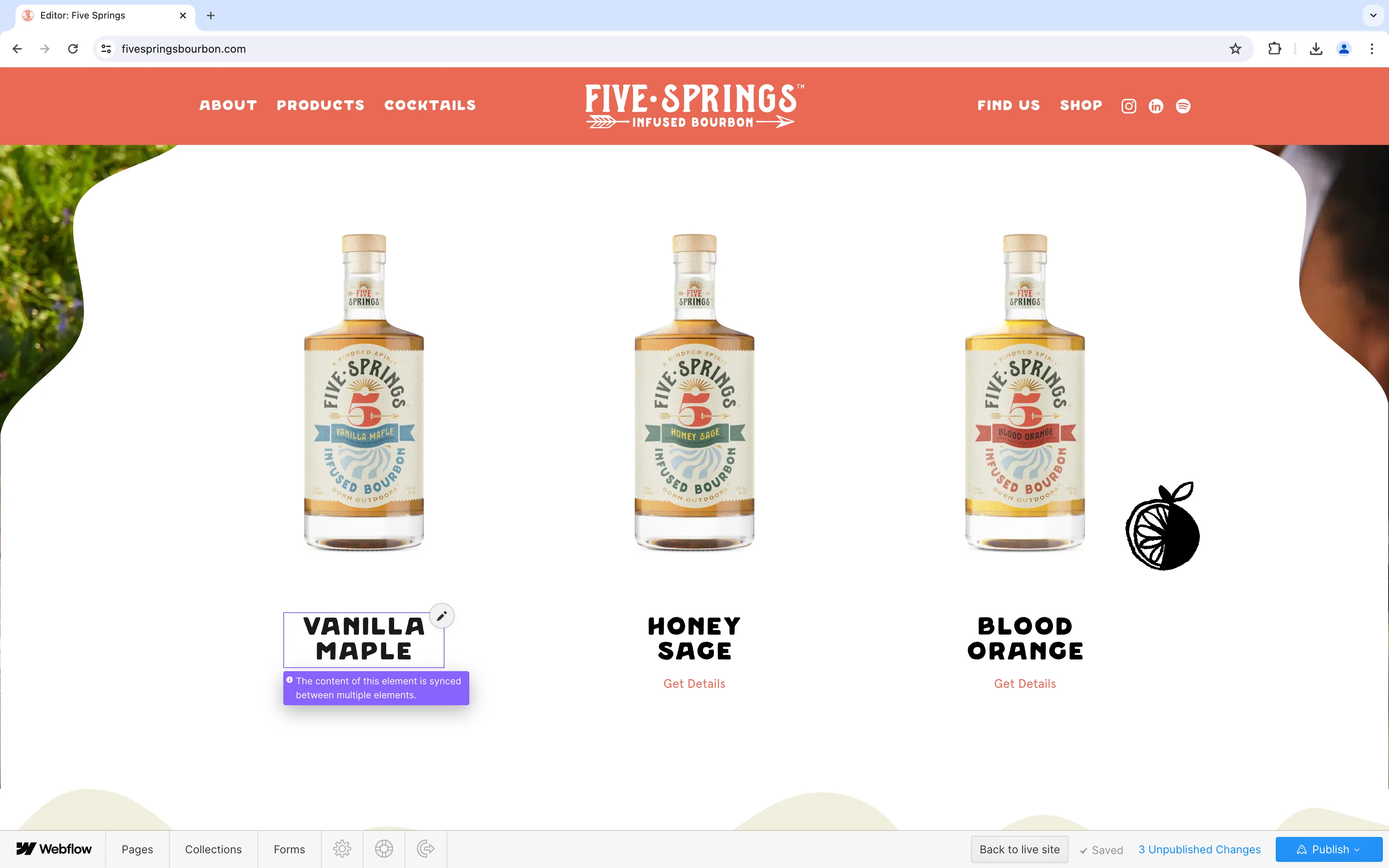 A screenshot of the tooltip that appears when hovering dynamic content that is managed by a collection.