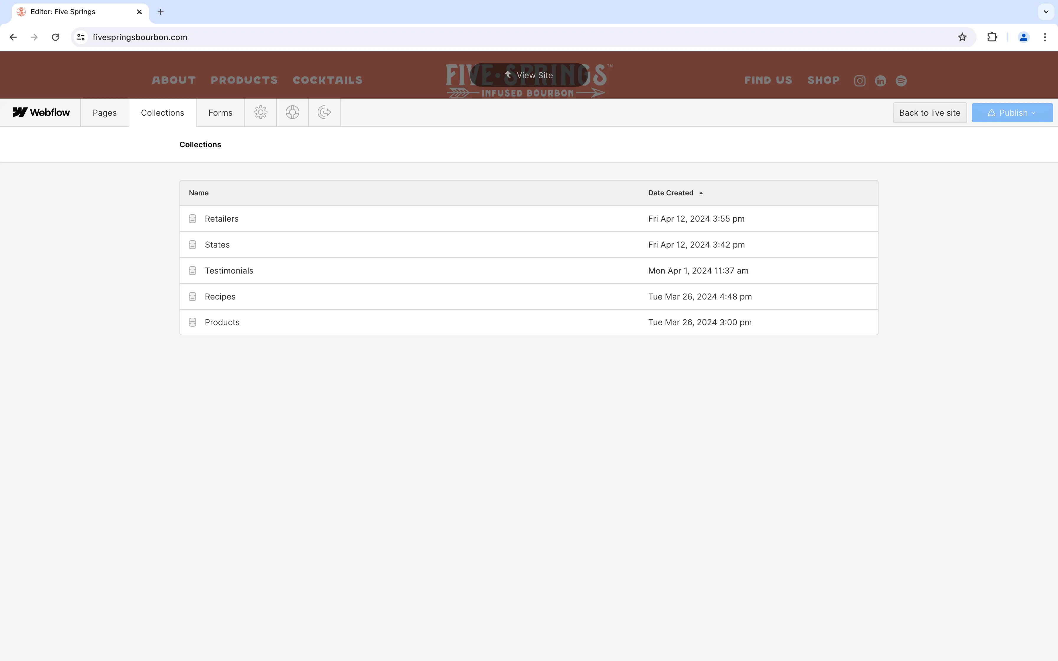 A screenshot of the collections list on the KyCAD website