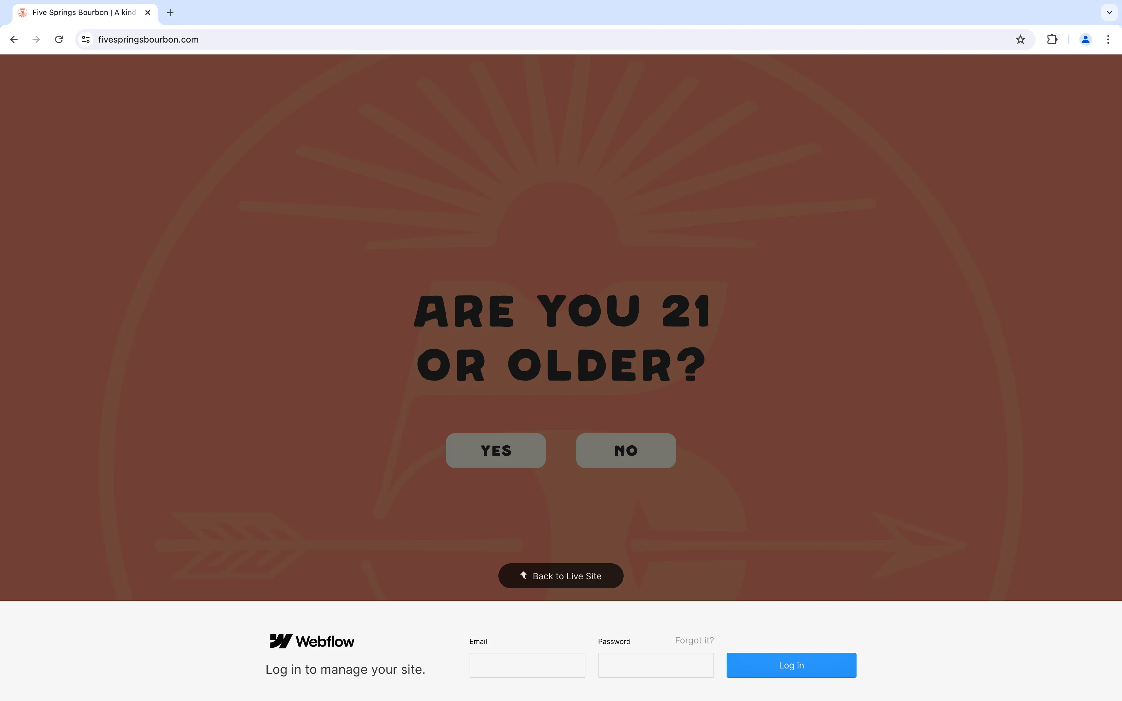 A screenshot of the Webflow Editor login
